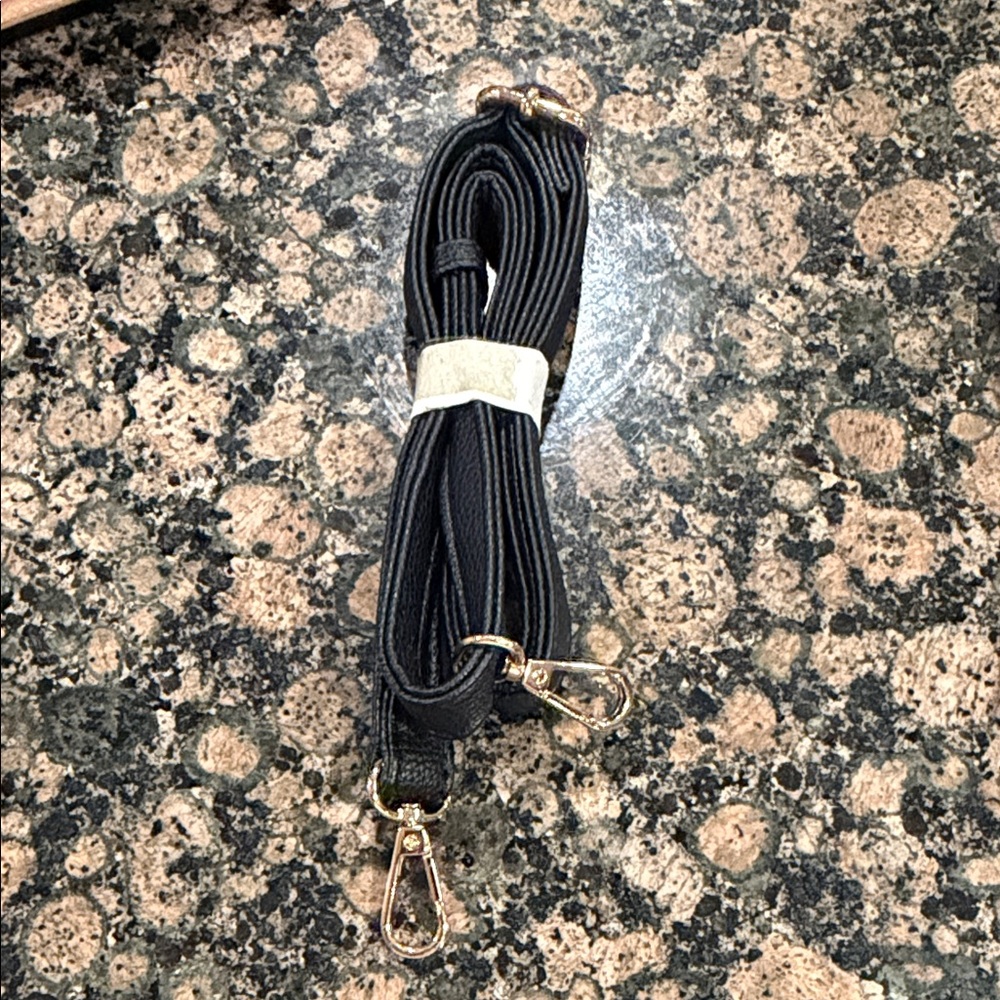 Adjustable Black Crossbody Strap with Gold Hardware